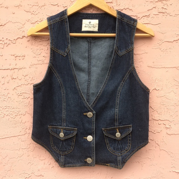 Papaya Denim Vest Womens Size Large - Picture 1 of 6